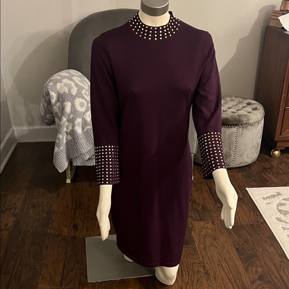 Calvin Klein Purple Studded Sweater Dress